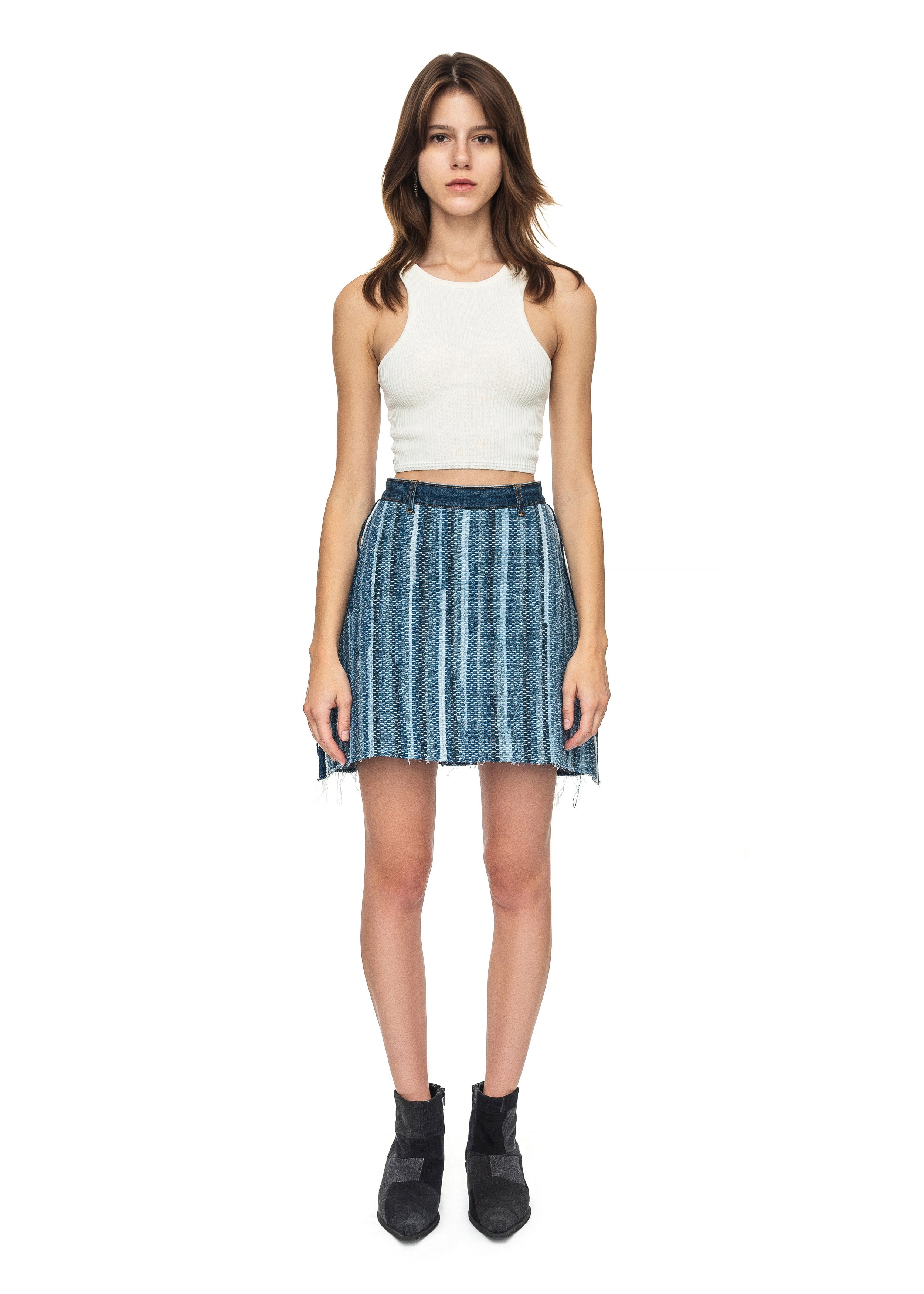 Striped skirt outlet denim