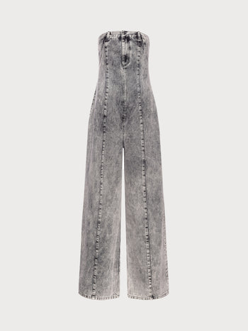 Buy Grey Acid Wash Denim Overall – Bottoms by Ksenia Schnaider | Ethical & Sustainable Fashion