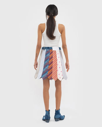 Tie-Madness Skirt with Blue Denim Belt