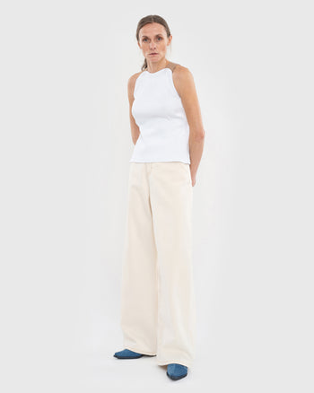 Buy White Top with Beige Trims – Tops by Ksenia Schnaider | Ethical & Sustainable Fashion