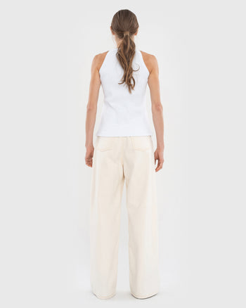 Buy White Top with Beige Trims – Tops by Ksenia Schnaider | Ethical & Sustainable Fashion