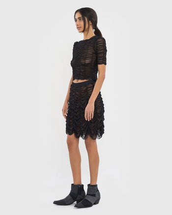 Mesh Drape Skirt