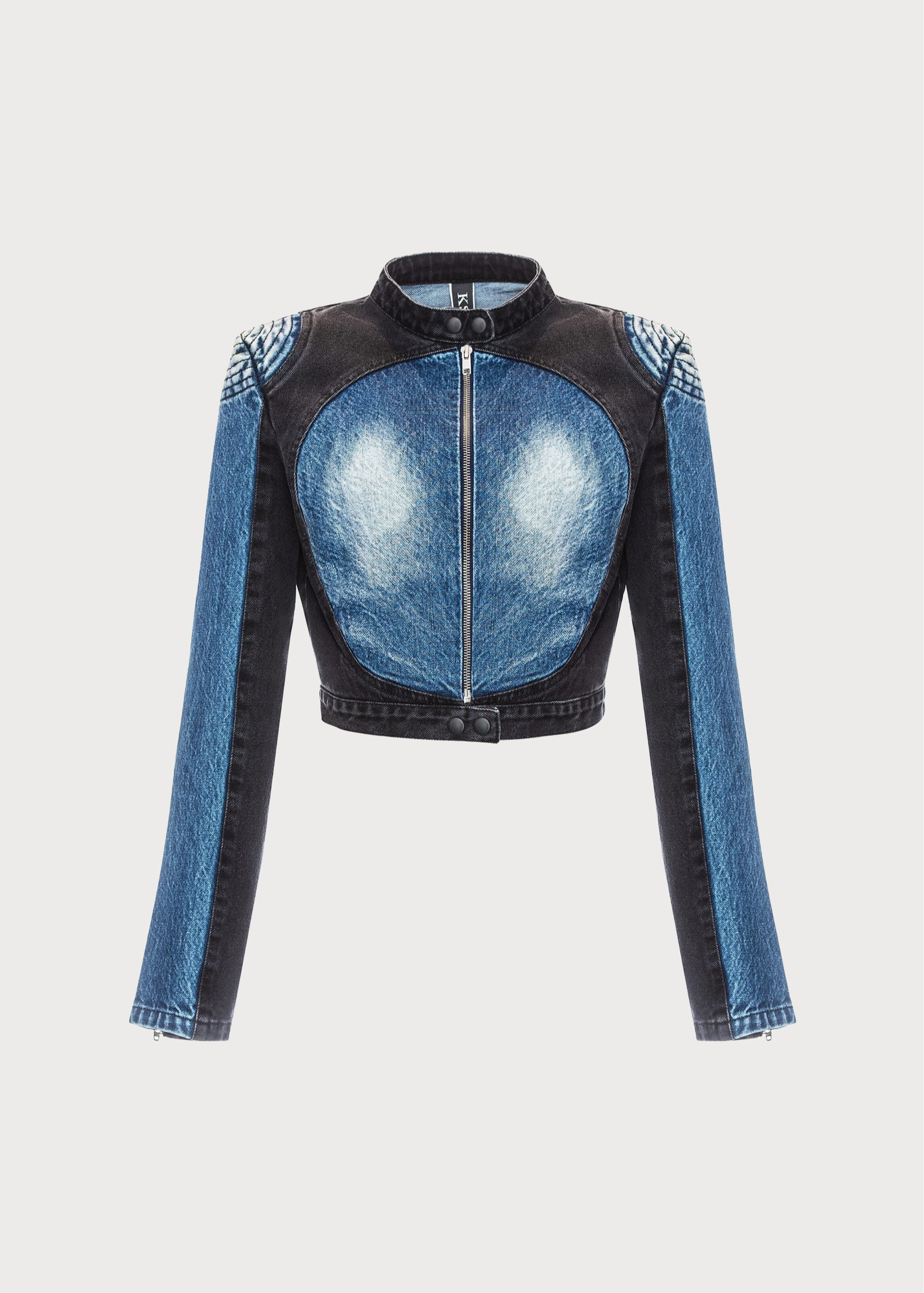 Buy Denim Tarot Jacket with Contrast Oval Details – Outerwear by Ksenia Schnaider | Ethical & Sustainable Fashion