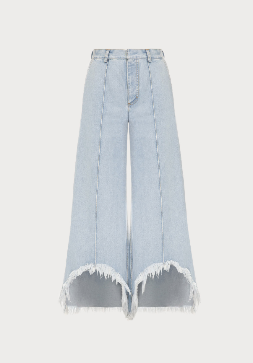 Vika Jeans with Fringed Cutouts