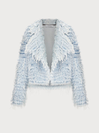 Light Blue Denim Fur Jacket