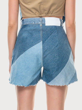 Reworked Diagonal Patchwork Shorts