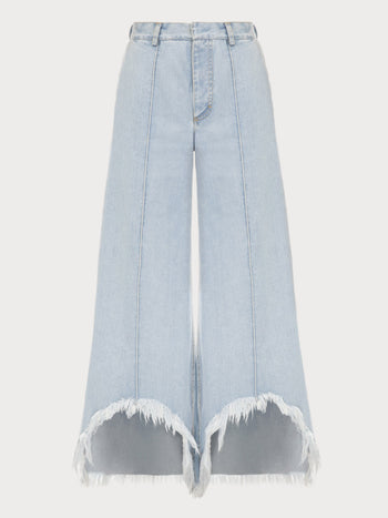 Vika Jeans with Fringed Cutouts