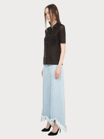 Vika Jeans with Fringed Cutouts