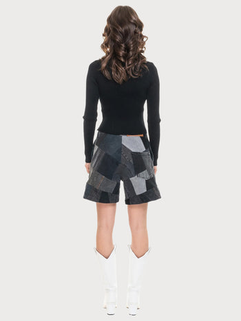 Black Patchwork Shorts