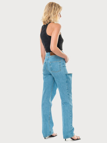 Wader Jeans With A Knee Cut