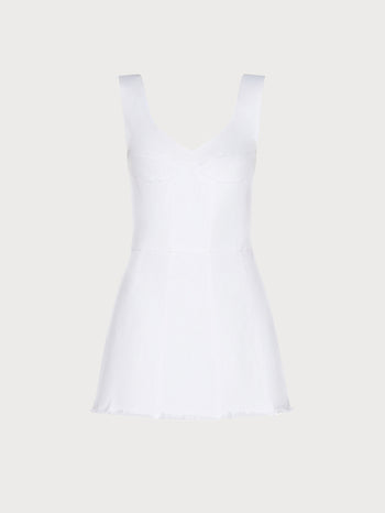 White Denim Corset Mini Dress