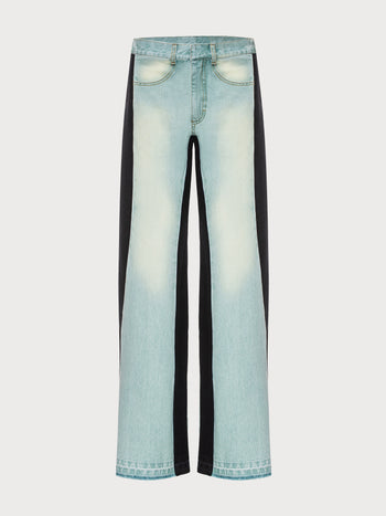 Wide Jeans with Contrast Side Lines