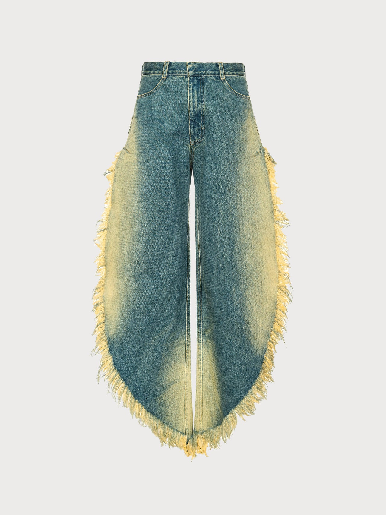 Wide Jeans with Side Splits with Rust Wash