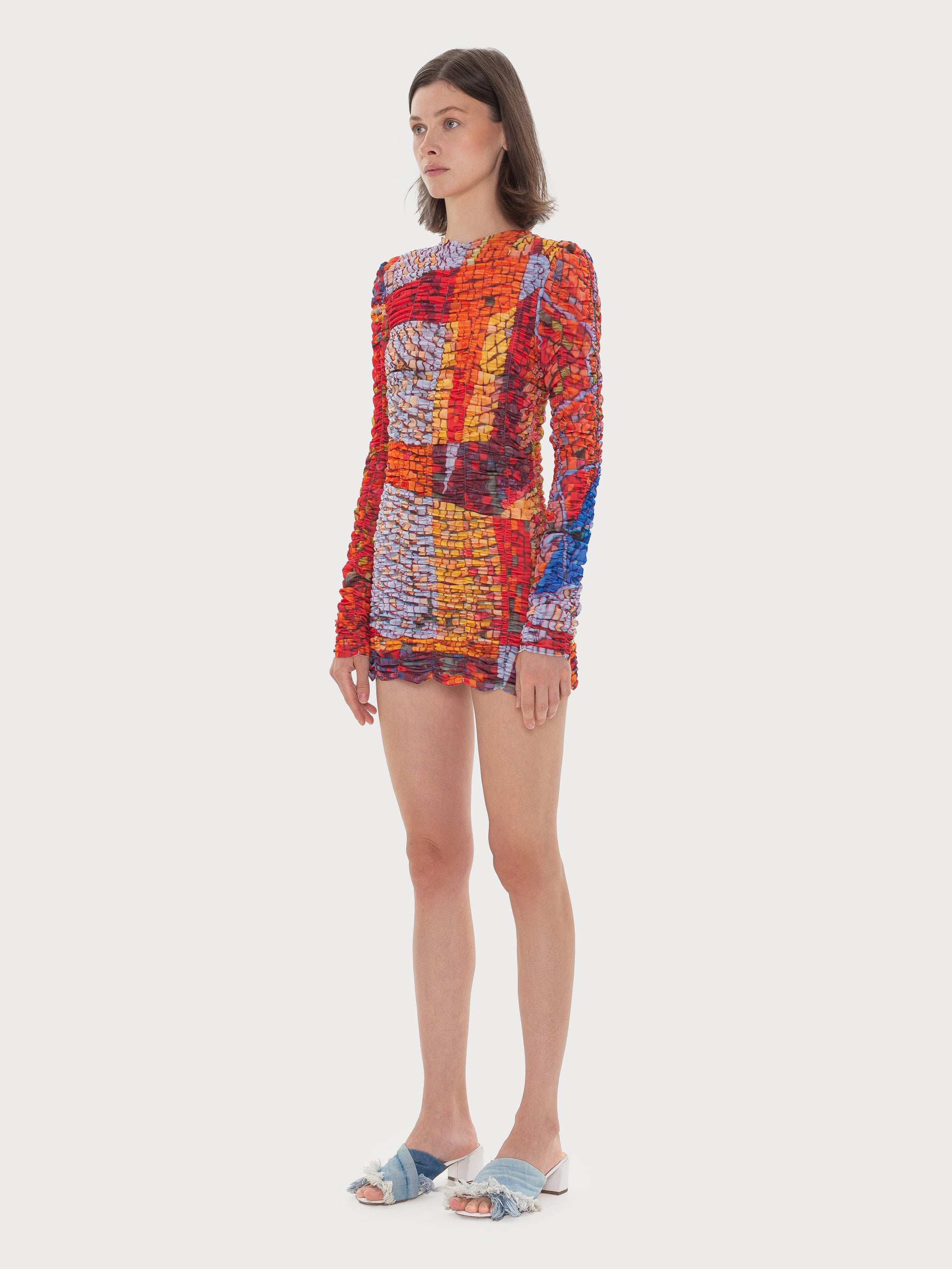 Buy Draped Mosaic Mesh Dress – Dresses by Ksenia Schnaider | Ethical & Sustainable Fashion