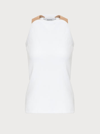 Buy White Top with Beige Trims – Tops by Ksenia Schnaider | Ethical & Sustainable Fashion