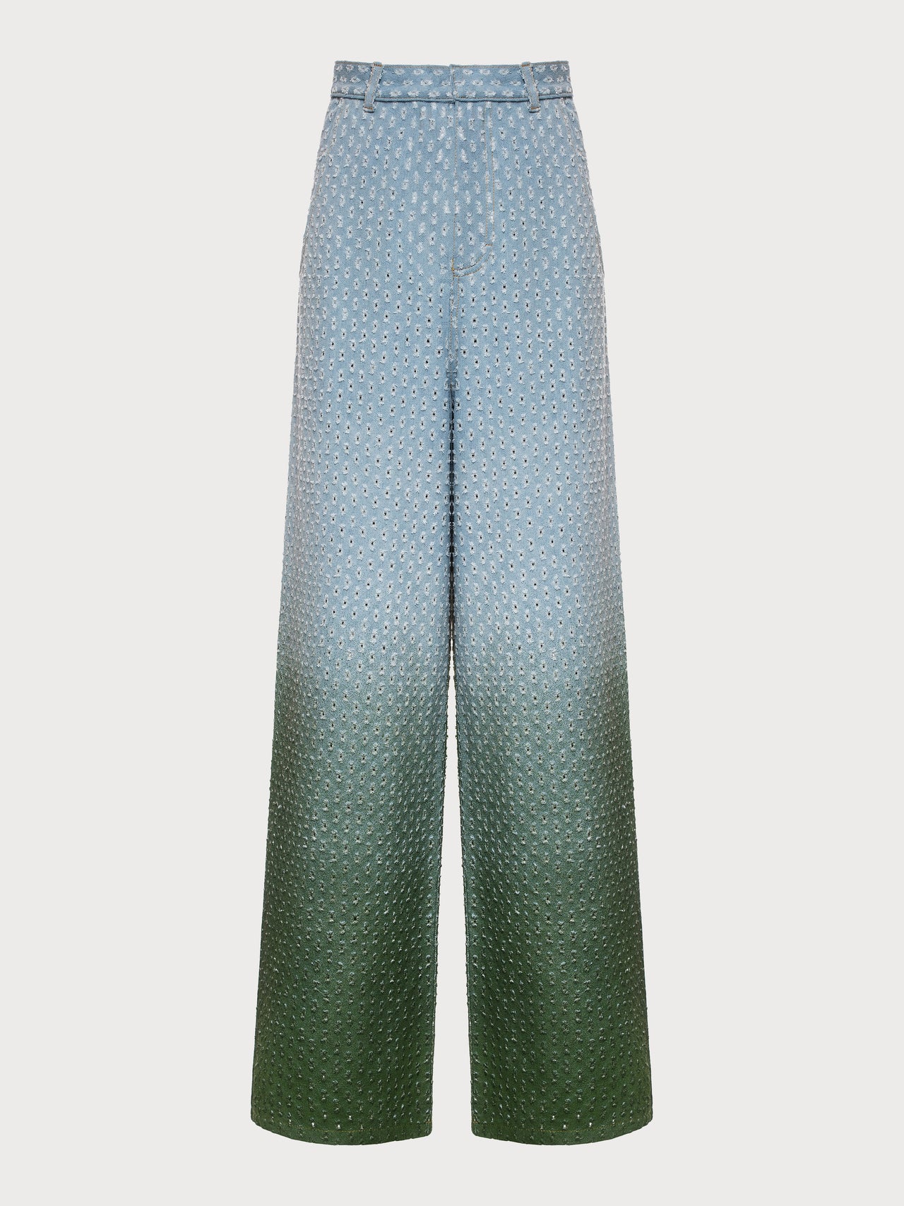 Perforated Jeans with Green Gradient