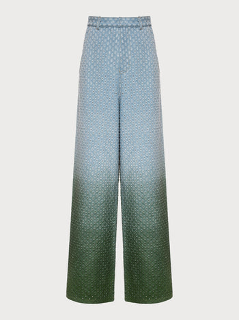 Perforated Jeans with Green Gradient