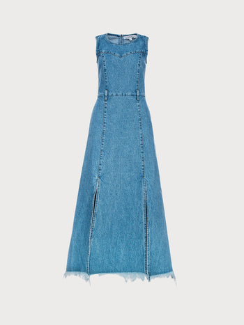 Buy Denim Maxi Dress with Side Slits – Dresses by Ksenia Schnaider | Ethical & Sustainable Fashion