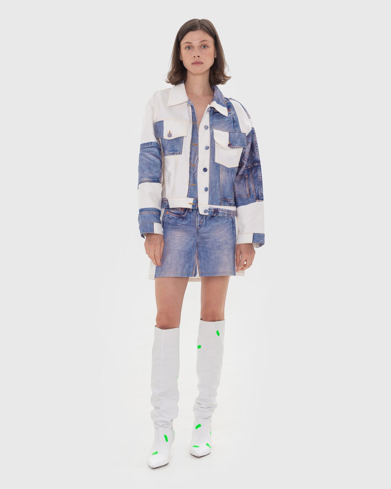 Buy Denim Puzzle Jacket – Outerwear by Ksenia Schnaider | Ethical & Sustainable Fashion