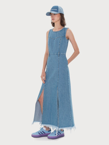 Buy Denim Maxi Dress with Side Slits – Dresses by Ksenia Schnaider | Ethical & Sustainable Fashion