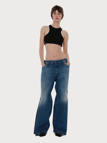 Buy Baggy Jeans with Contrast Side Lines – Bottoms by Ksenia Schnaider | Ethical & Sustainable Fashion