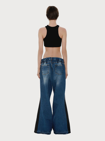 Buy Baggy Jeans with Contrast Side Lines – Bottoms by Ksenia Schnaider | Ethical & Sustainable Fashion