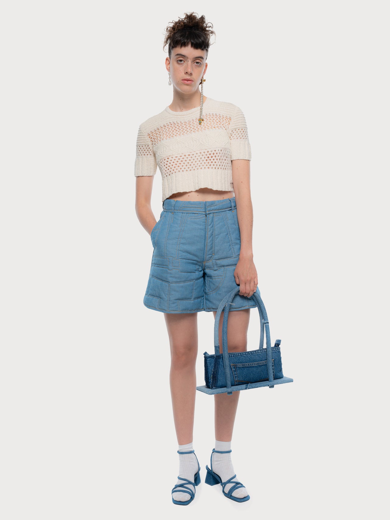 Buy Quilted Denim Shorts – Bottoms by Ksenia Schnaider | Ethical & Sustainable Fashion