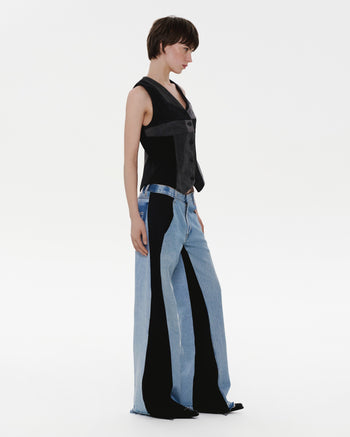 Wide Jeans with Wide Contrast Side Lines