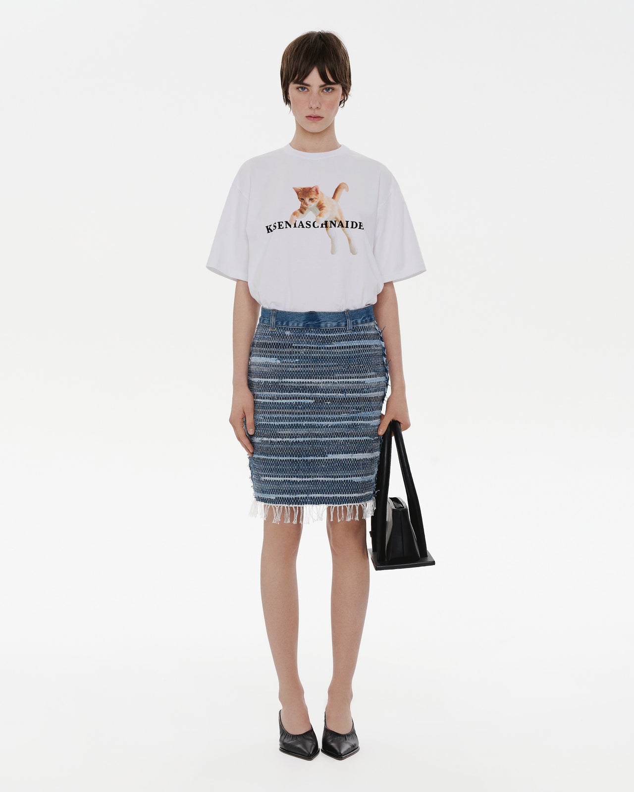 Buy Zero-Waste Skirt in Rug Technique – Bottoms by Ksenia Schnaider | Ethical & Sustainable Fashion