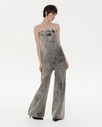 Buy Grey Acid Wash Denim Overall – Bottoms by Ksenia Schnaider | Ethical & Sustainable Fashion