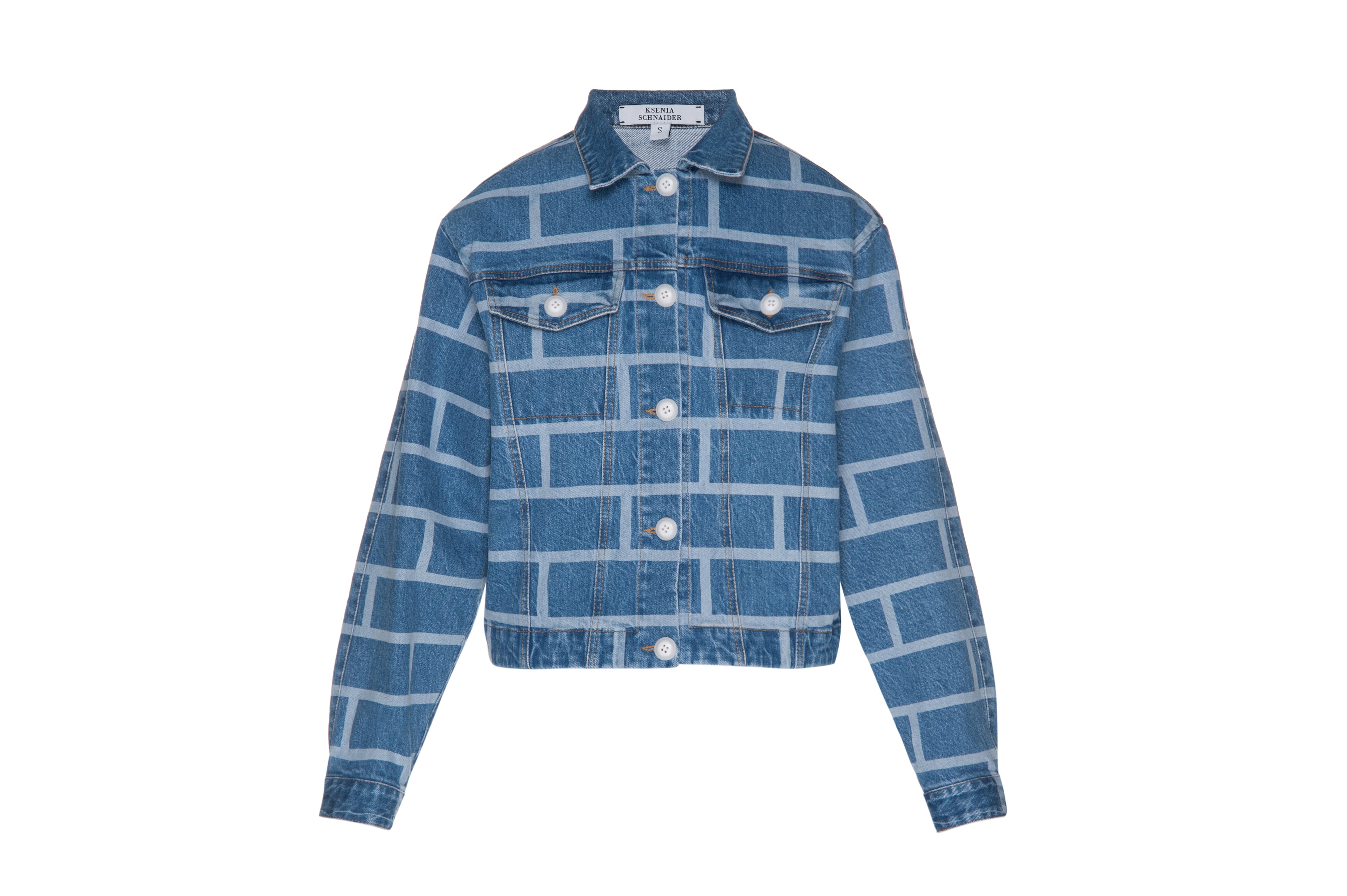 Denim Jacket with Brick Print – KSENIASCHNAIDER